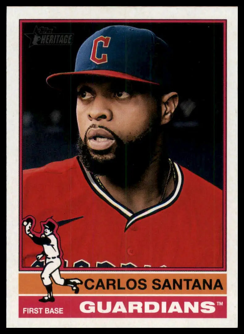 2025 Topps Heritage Carlos Santana 233 Cleveland Guardians NM - Baseball Card Single
