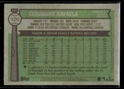 2025 Topps Heritage Ceddanne Rafaela #126 Chrome Silver Sparkle Refr Red Sox
