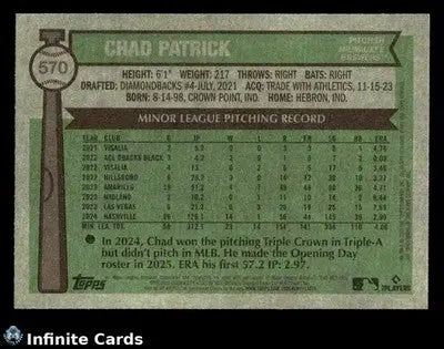 2025 Topps Heritage CHAD PATRICK #570 RC [Base] Milwaukee Brewers RC