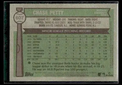 2025 Topps Heritage Chase Petty #607 RC Cincinnati Reds