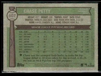 2025 Topps Heritage Chase Petty #607 RC Cincinnati Reds - Baseball Card Single