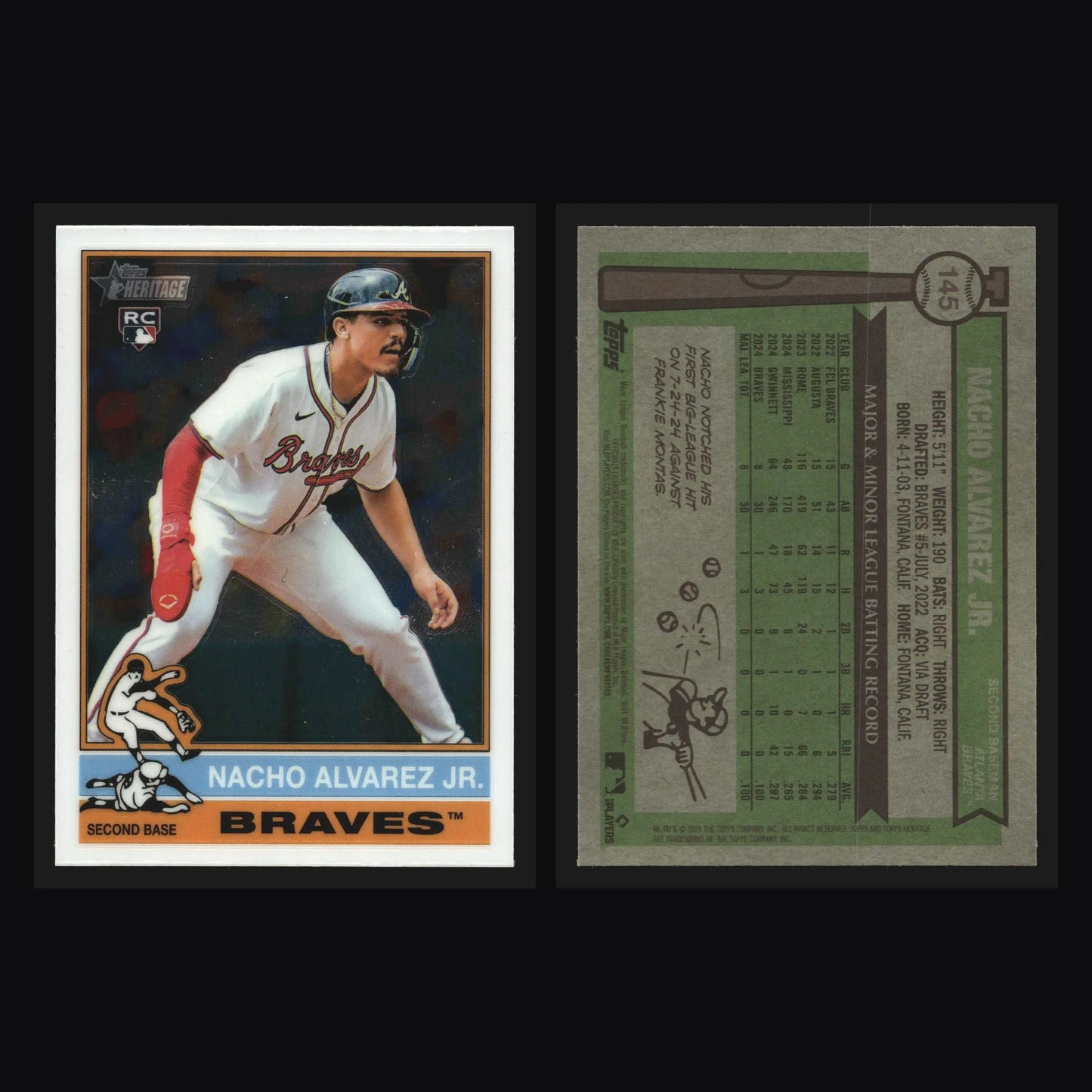 2025 Topps Heritage Chrome #145 Nacho Alvarez Jr RC Atlanta Braves