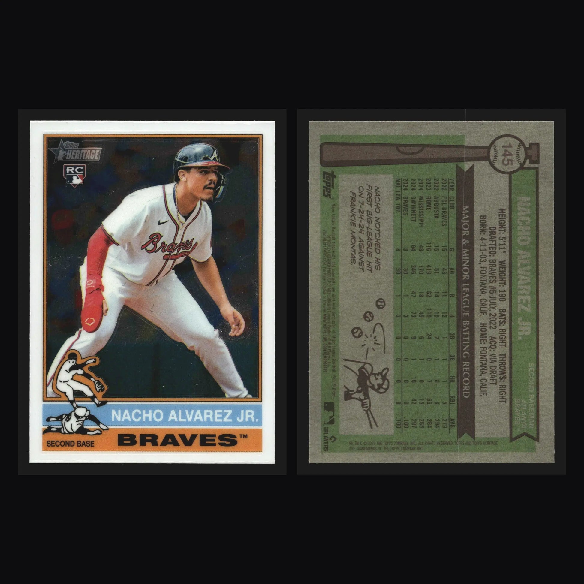 2025 Topps Heritage Chrome #145 Nacho Alvarez Jr RC Atlanta Braves