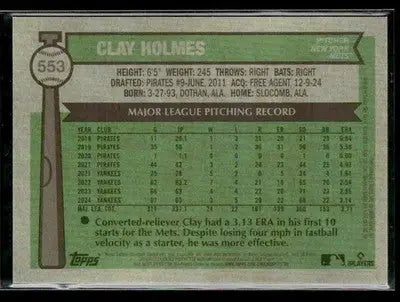 2025 Topps Heritage Clay Holmes #553 Chrome New York Mets