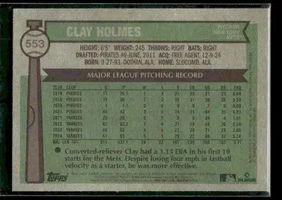 2025 Topps Heritage Clay Holmes #553 New York Mets