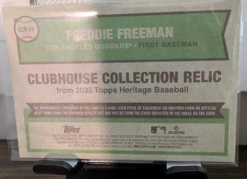 2025 Topps Heritage Clubhouse Collection Relic #CCR-FF Freddie Freeman ID:78222 - Baseball Card Single