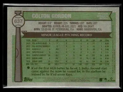 2025 Topps Heritage Colton Gordon #637 Chrome Refractor RC Houston Astros