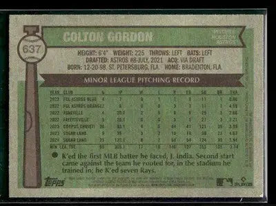 2025 Topps Heritage Colton Gordon #637 RC Houston Astros