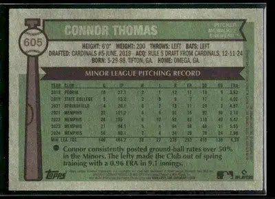 2025 Topps Heritage Connor Thomas #605 RC Milwaukee Brewers