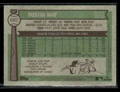 2025 Topps Heritage Dustin May #687 Boston Red Sox