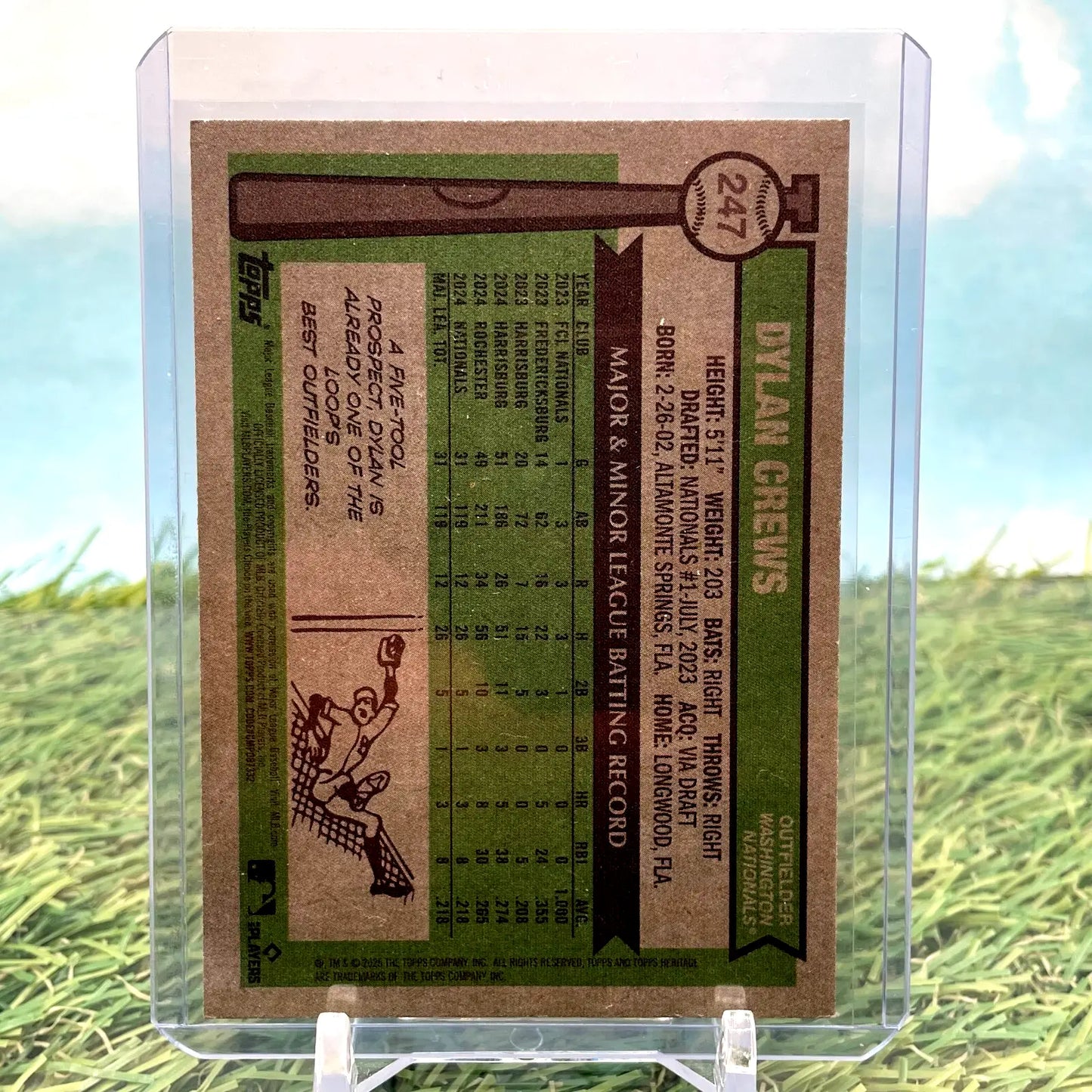 2025 Topps Heritage Dylan Crews rookie baseball card displaying quality sports collectible