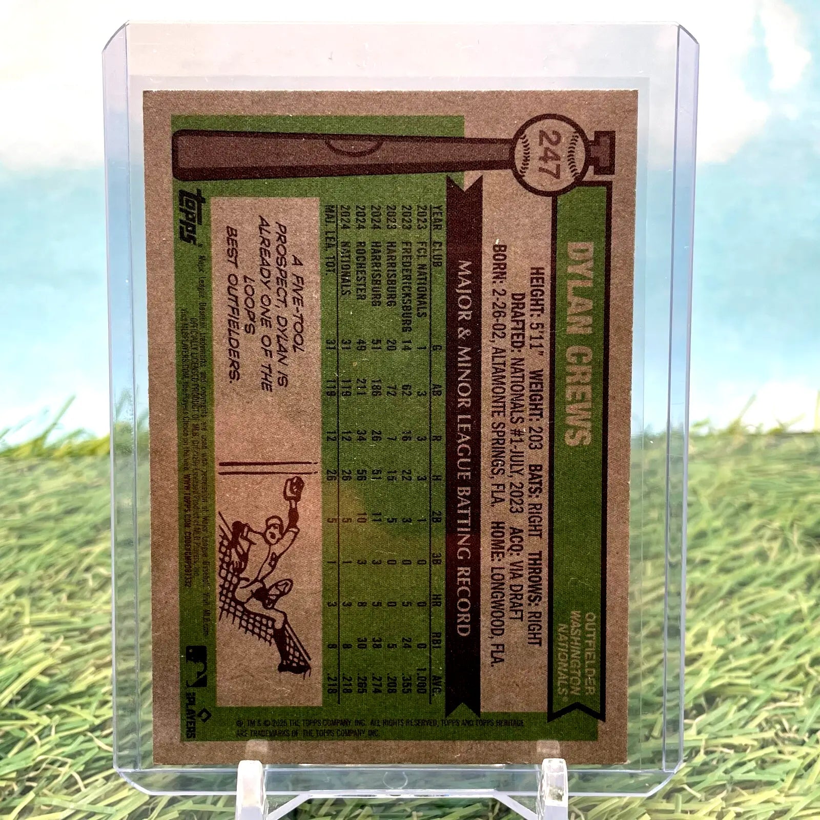 2025 Topps Heritage Dylan Crews rookie baseball card displaying quality sports collectible