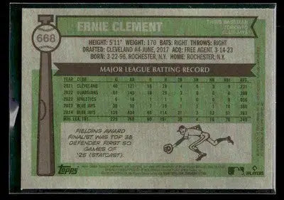 2025 Topps Heritage Ernie Clement #668 Light Blue Sparkle Refractor Blue Jays