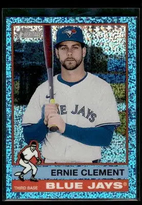 2025 Topps Heritage Ernie Clement #668 Light Blue Sparkle Refractor Blue Jays