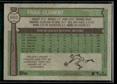 2025 Topps Heritage Ernie Clement #668 Toronto Blue Jays