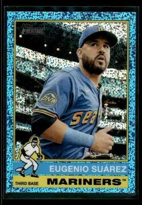 2025 Topps Heritage Eugenio Suárez #628 Light Blue Sparkle Refr Mariners - Baseball Card Single