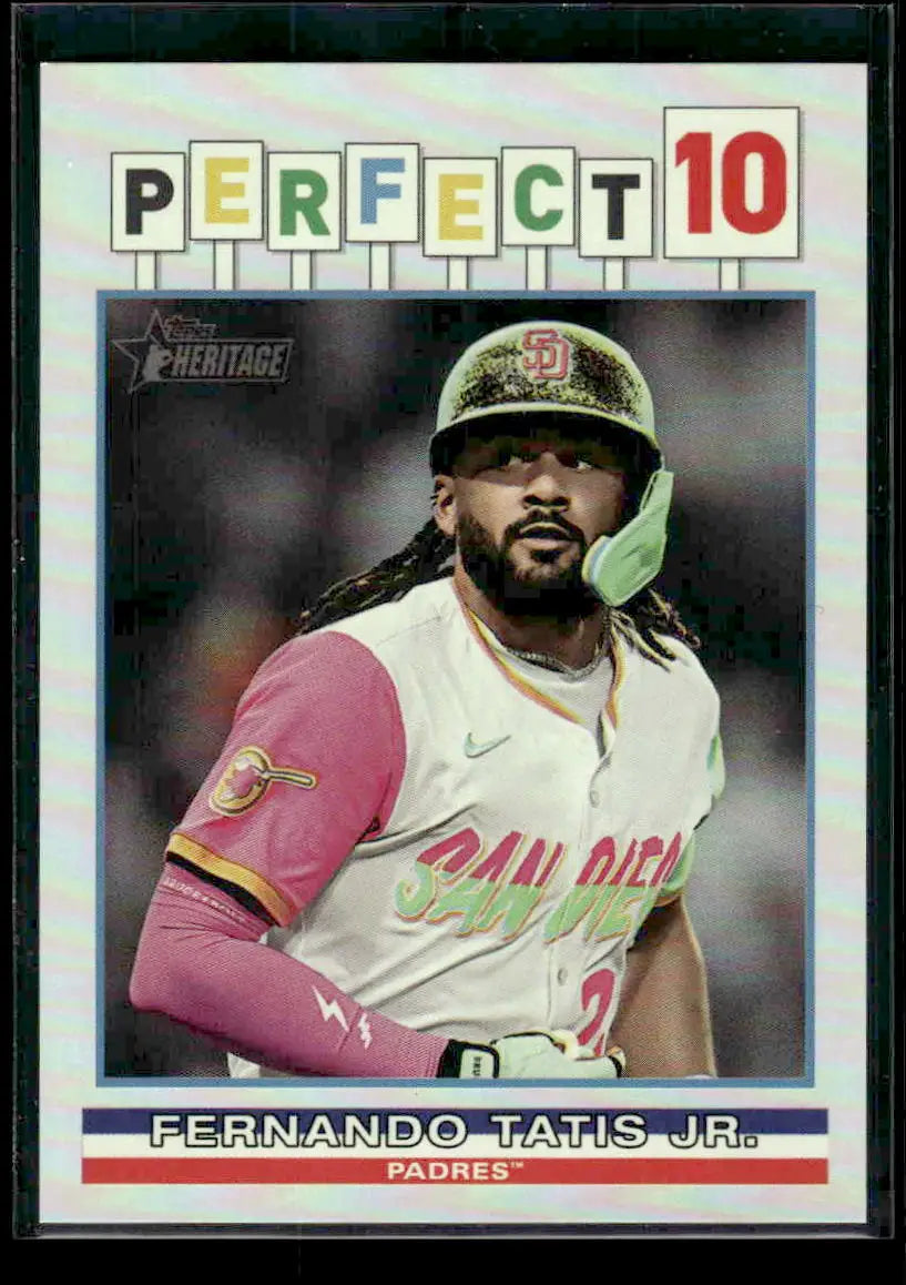 2025 Topps Heritage Fernando Tatis Jr. #P10-12 Perfect 10 Holo Padres - Baseball Card Single
