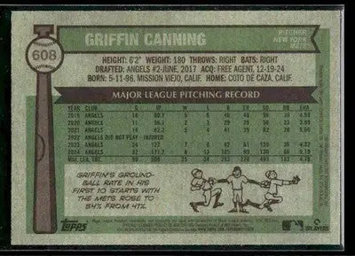 2025 Topps Heritage Griffin Canning #608 New York Mets