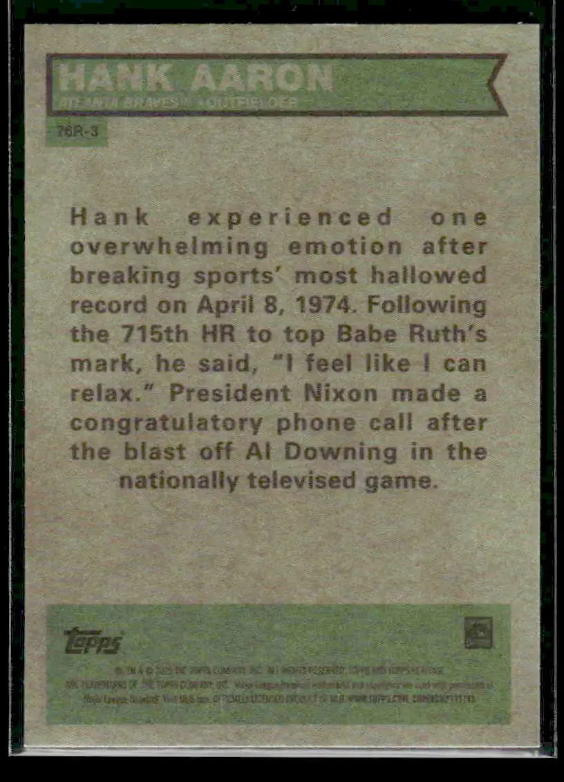 2025 Topps Heritage Hank Aaron #76R-3 1976 Retirees Atlanta Braves - Baseball Card Single