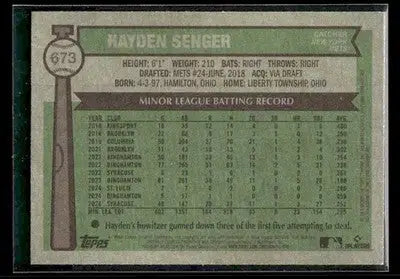 2025 Topps Heritage Hayden Senger #673 RC New York Mets