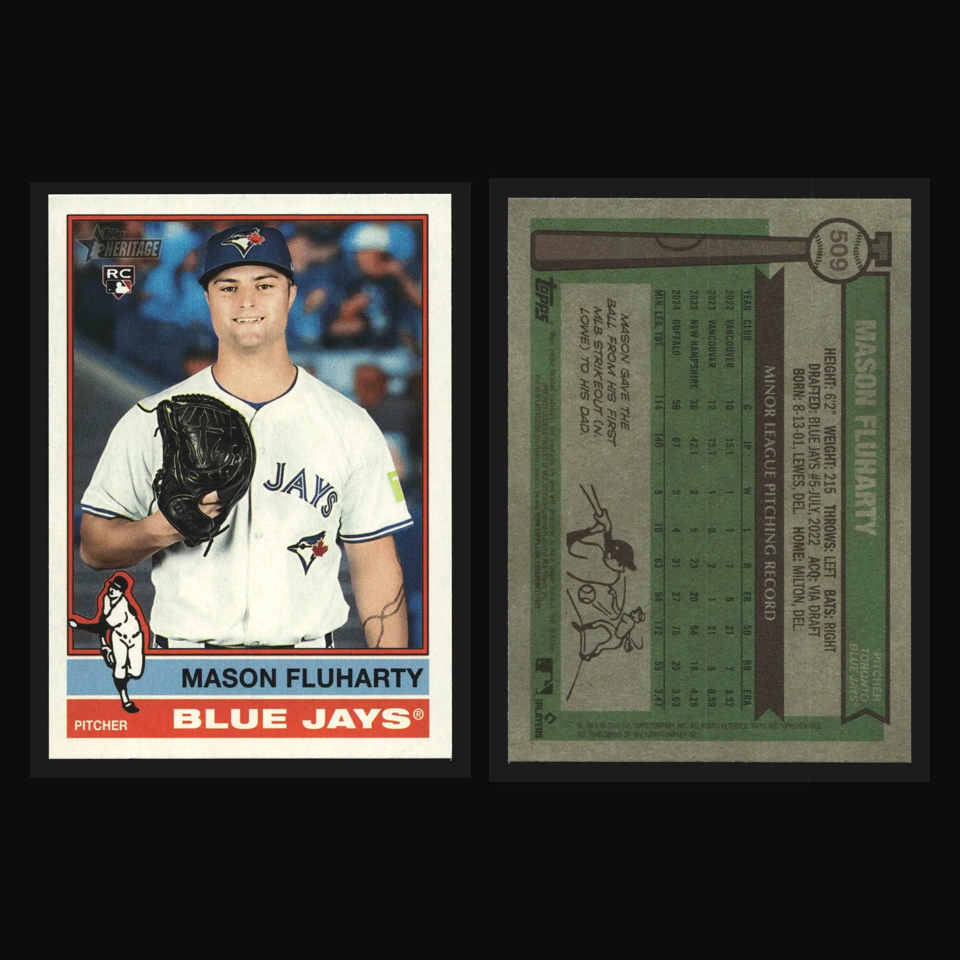 2025 Topps Heritage High Number #509 Mason Fluharty Blue Jays RC