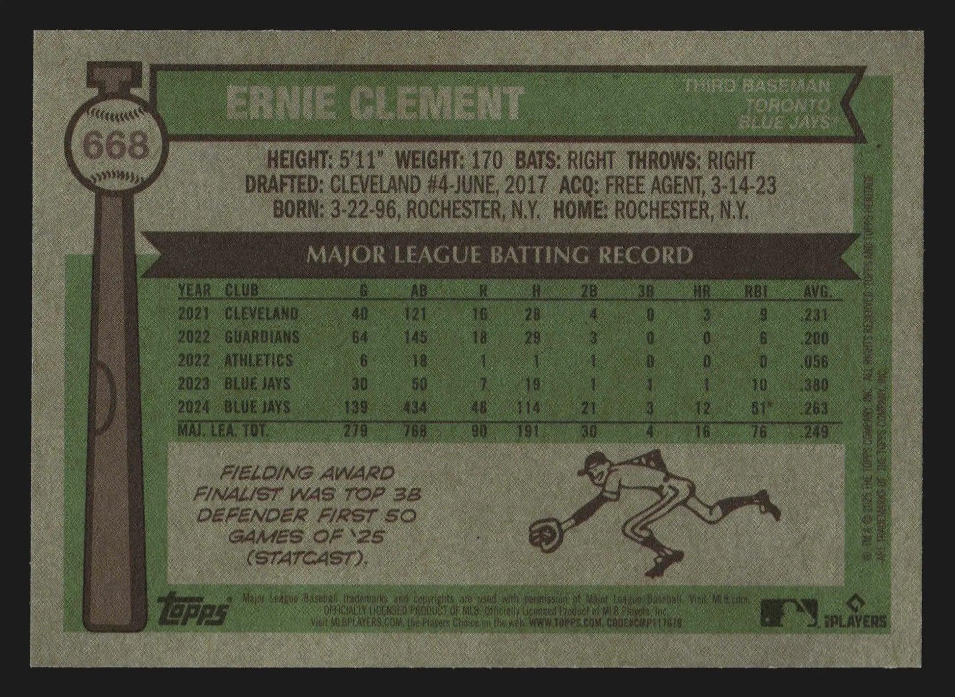 2025 Topps Heritage High Number #668 Ernie Clement Toronto Blue Jays