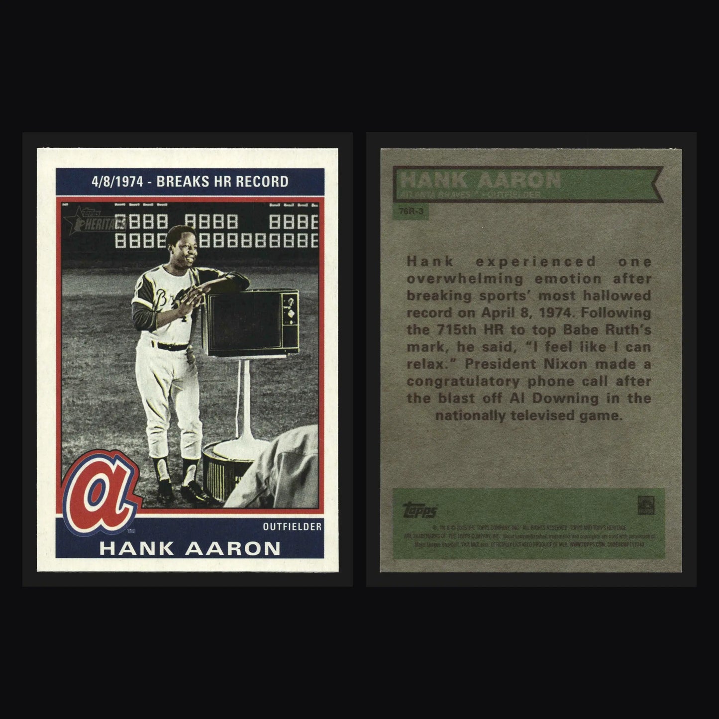 2025 Topps Heritage High Number #76R-3 Hank Aaron Braves 1976 Retirees HOF