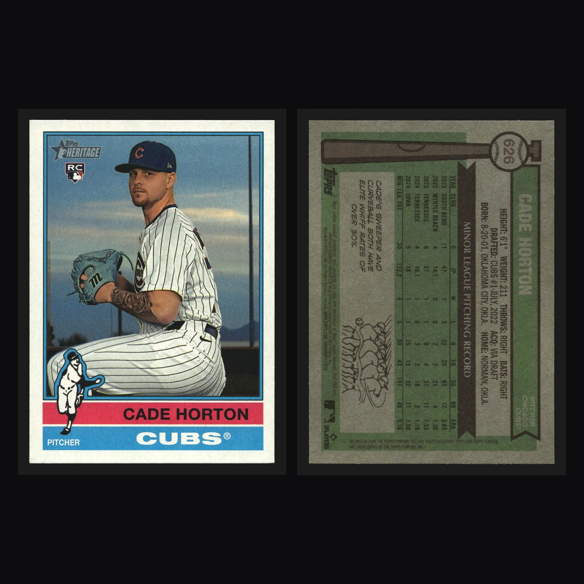2025 Topps Heritage High Number Cade Horton #626 RC Chicago Cubs - Baseball Card Single
