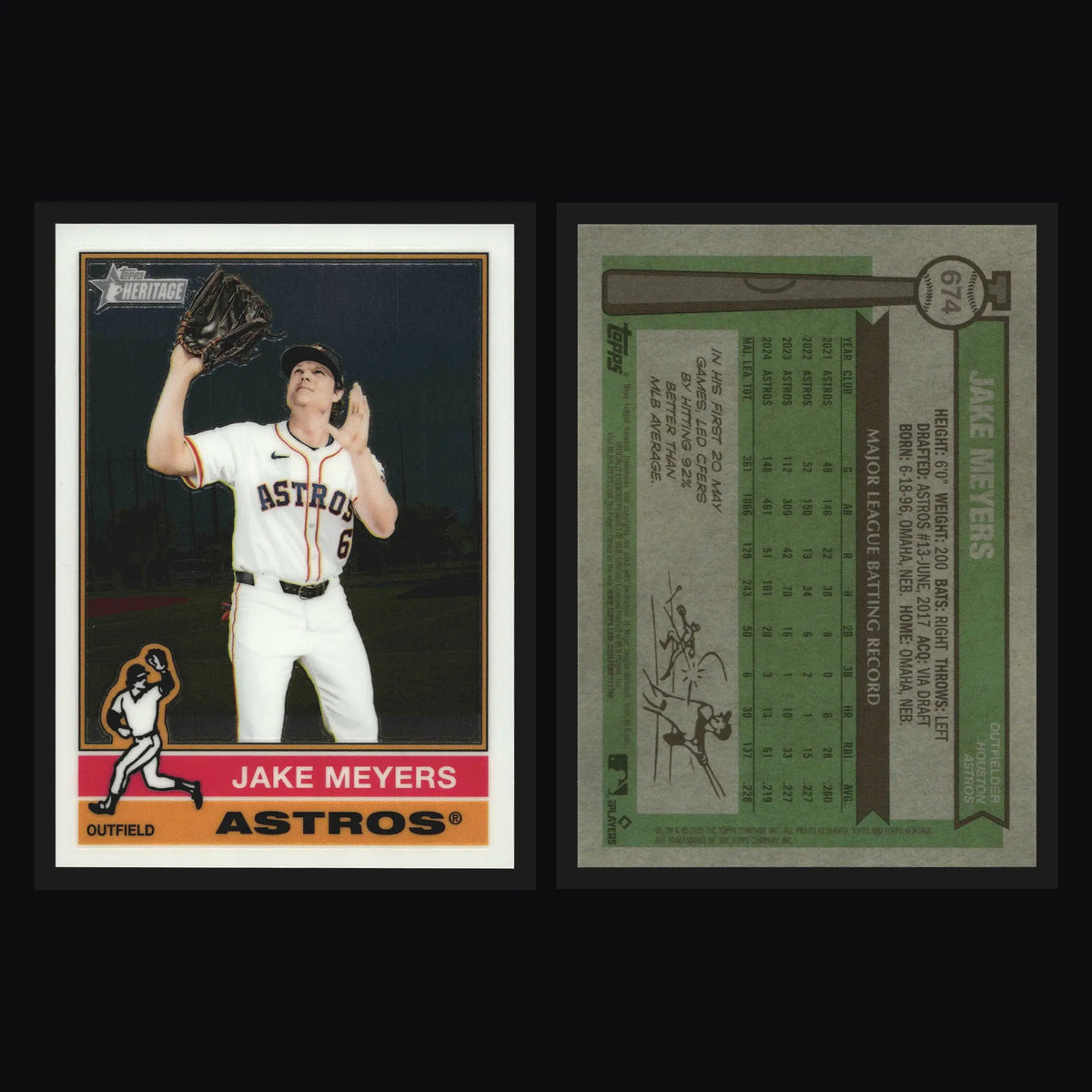 2025 Topps Heritage High Number Chrome Jake Meyers #674 Astros - Baseball Card Single