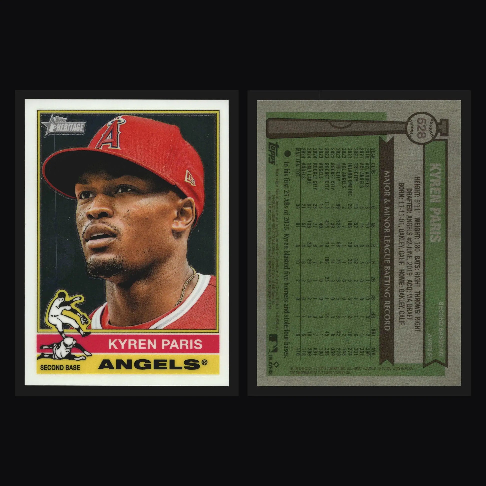 2025 Topps Heritage High Number Kyren Paris #528 Chrome Los Angeles Angels - Baseball Card Single