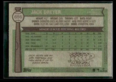 2025 Topps Heritage Jack Dreyer #656 RC Los Angeles Dodgers