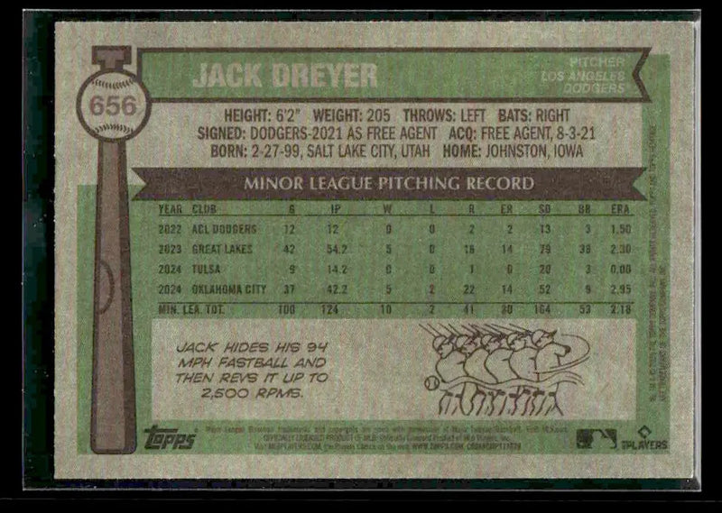 2025 Topps Heritage Jack Dreyer #656 RC Los Angeles Dodgers
