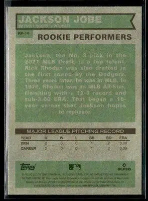 2025 Topps Heritage Jackson Jobe #RP-14 Rookie Performers Holo Tigers