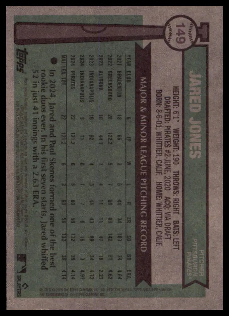 2025 Topps Heritage Jared Jones 149 Pittsburgh Pirates NM - Baseball Card Single