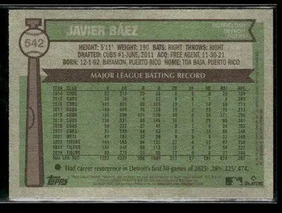 2025 Topps Heritage Javier Báez #542 Detroit Tigers