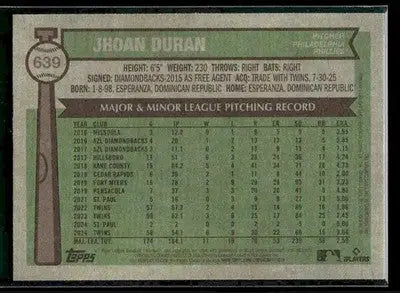 2025 Topps Heritage Jhoan Duran #639 Philadelphia Phillies