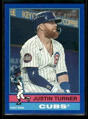 2025 Topps Heritage Justin Turner #615 Dark Blue Border Chicago Cubs - Baseball Card Single