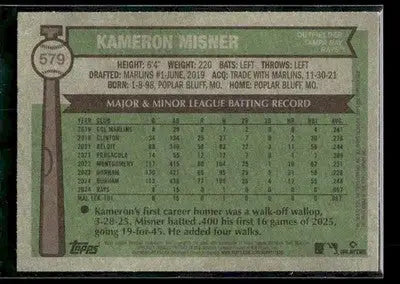 2025 Topps Heritage Kameron Misner #579 RC Tampa Bay Rays
