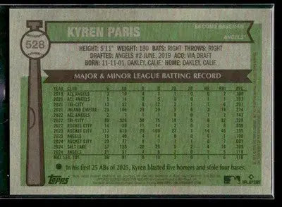 2025 Topps Heritage Kyren Paris #528 Chrome Los Angeles Angels
