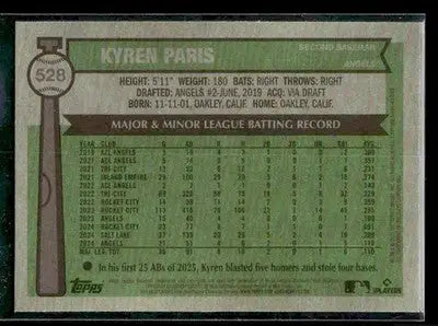 2025 Topps Heritage Kyren Paris #528 Light Blue Sparkle Refractor Angels