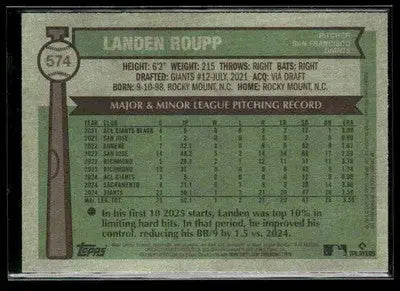 2025 Topps Heritage Landen Roupp #574 San Francisco Giants
