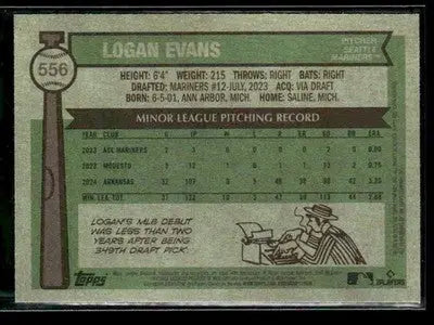2025 Topps Heritage Logan Evans #556 RC Seattle Mariners