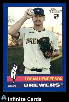 2025 Topps Heritage LOGAN HENDERSON #545 Dark Blue Border Milwaukee Brewers RC