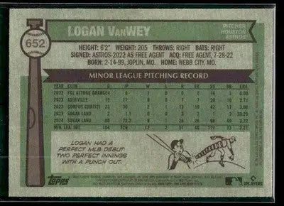 2025 Topps Heritage Logan VanWey #652 RC Houston Astros