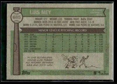 2025 Topps Heritage Luis Mey #685 RC Cincinnati Reds