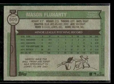 2025 Topps Heritage Mason Fluharty #509 RC Toronto Blue Jays