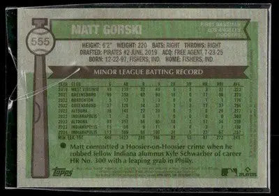 2025 Topps Heritage Matt Gorski #555 Light Blue Sparkle Refractor RC Dodgers