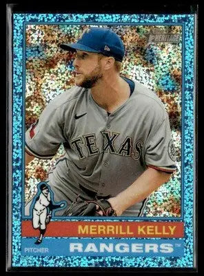 2025 Topps Heritage Merrill Kelly #514 Chrome Light Blue Sparkle Refr Rangers