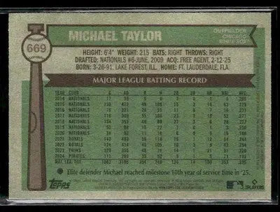 2025 Topps Heritage Michael Taylor #669 Dark Blue Border Chicago White Sox