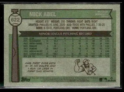 2025 Topps Heritage Mick Abel #622 RC Minnesota Twins